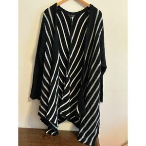 Nice Women’s Derek Heart black & whiteStriped Open Front Cardigan Sweater Sz 3X